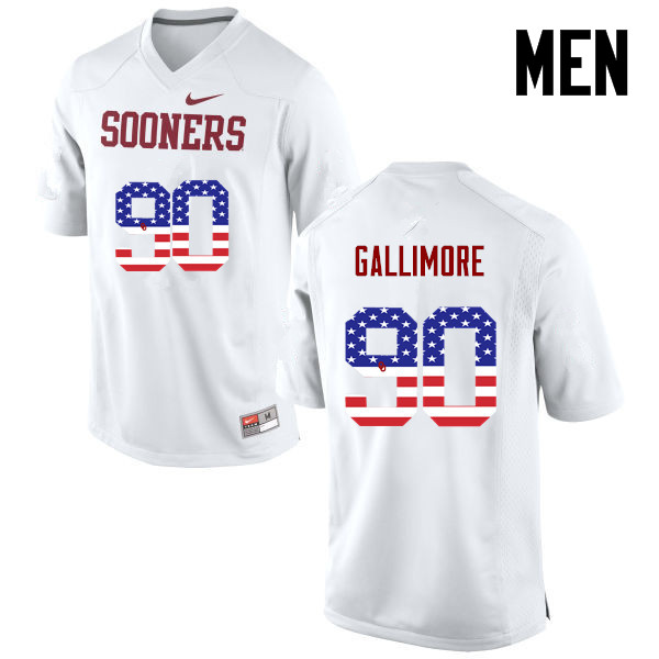 Men Oklahoma Sooners #90 Neville Gallimore College Football USA Flag Fashion Jerseys-White